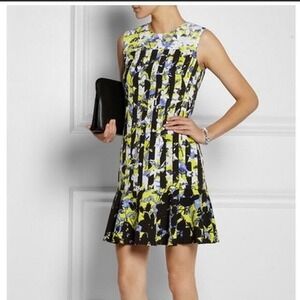 Peter Pilotto for Target Floral Stripe Drop Waist Mini Dress Yellow Blue Small